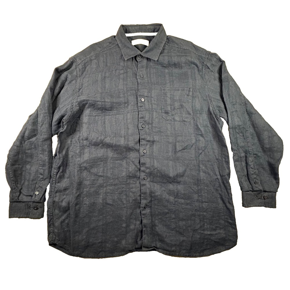 Tommy Bahama Men's XL Navy Linen Jacquard LS Button Up Shirt SEE DESCRIPTION - Picture 2 of 13
